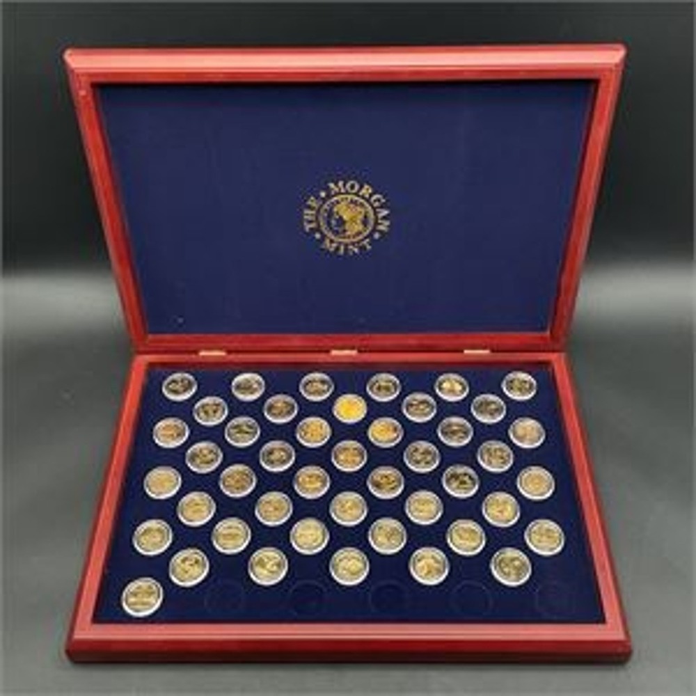 Morgan Mint Statehood Quarter Dollars 24K Gold Plated 45 Coin Set COA 1999-2008